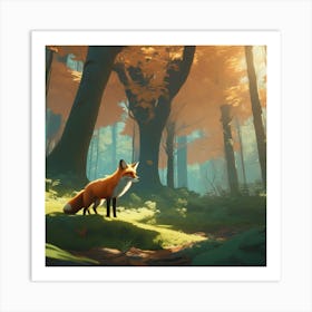 Fox In The Woods 43 Art Print