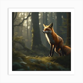 Red Fox In The Forest 55 Art Print