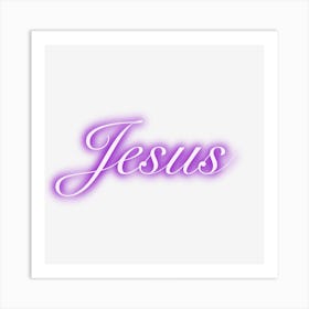 Jesus Purple Neon Art Print