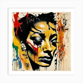 Woman With Paint On Her Face 1 Art Print