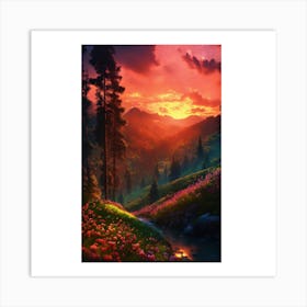 Sunset In The Mountains 14 Art Print