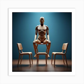 Skeleton Sitting On Chair Art Print