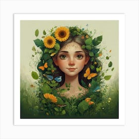 Girl In The Forest Art Print