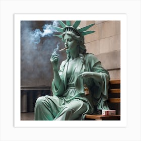 Statue Of Liberty Smoking 1 Art Print