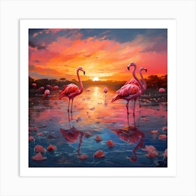 Tranquil Tropics: Flamingo Impression Art Print