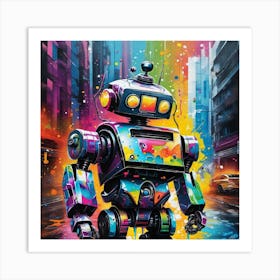 Robot On The Street Art Print