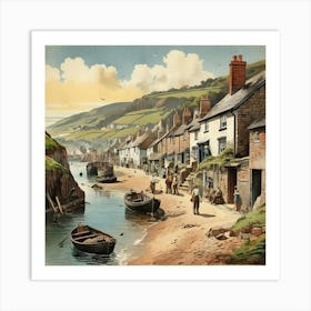 Beer Fishing Village In Devon England Vintage Art Print 5 Art Print