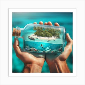 Mermaid In A Bottle Art Print