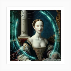 Lady With A Clock Art Print