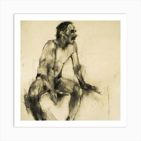 Nude Man Sitting Art Print