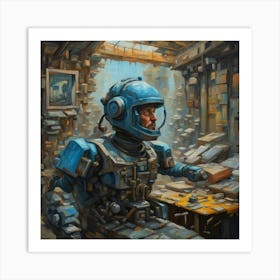 Robot In The Office Art Print