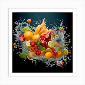 Fruit Splashing Water 10 Art Print