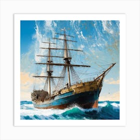 Sailing Ship In The Ocean Art Print