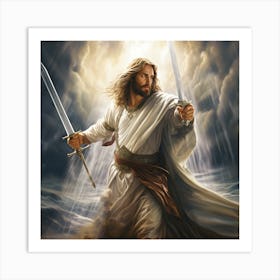 Jesus Holding Two Swords Art Print