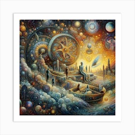 Spaceship In Space Art Print