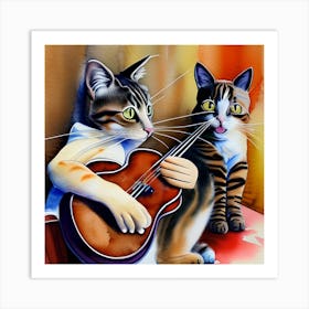 Cat Musicians Art Print