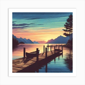 Sunset At The Dock Art Print