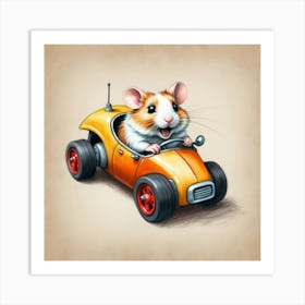 Hamster In A Car Art Print