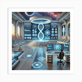 A Futuristic Quantum Diagnostics Lab In The Celest Art Print