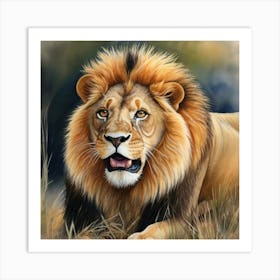 Beautiful Vintage Lion Painting Art Print