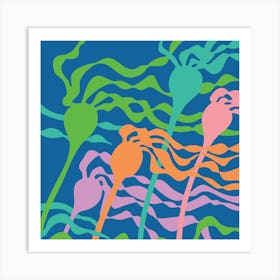 KELP FOREST Coastal Beach Ocean Seaweed in Bright Summer Colours Art Print