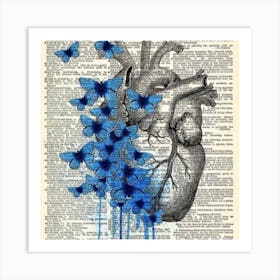 Heart With Butterflies On Dictionary Page Art Print