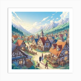 Village In The Mountains Art Print