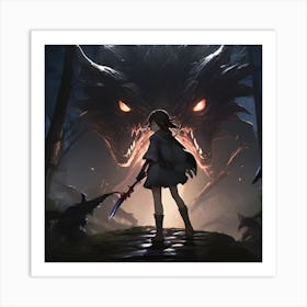 Girl In A Forest Art Print