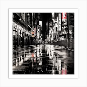 Rainy Night In Tokyo 1 Art Print