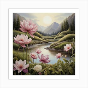 Lotus By The River Art Print