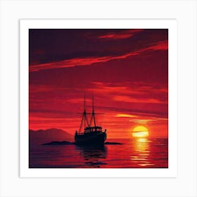 Sunset Sailboat 2 Art Print