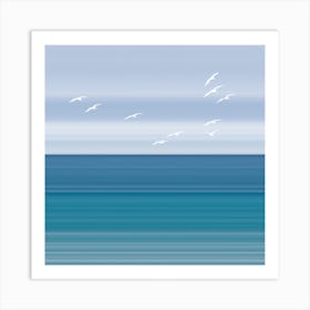 Birds Flying Beach Art Print Art Print