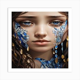 A Picture Of A Sad Woman With Tears Flowing Fro 1 Art Print