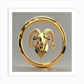 Default Simple Symbol Of Zodiac Sign Aries Made Of Pure Gold S 2 Art Print