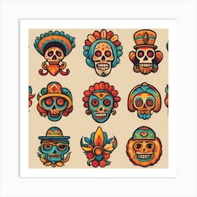 Day Of The Dead Skulls 8 Art Print