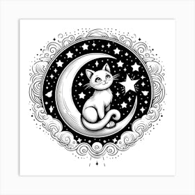 Cat On The Moon 7 Art Print