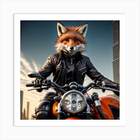 Fox On A Motorcycle 1 Art Print