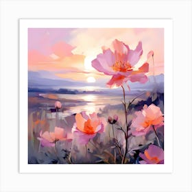 Sunset Flowers 3 Art Print