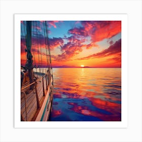 Sailboat At Sunset 20 Art Print