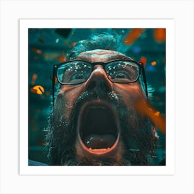 Man With Glasses And Confetti Art Print