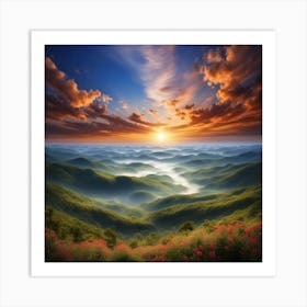 Sunrise Over The Smoky Mountains Art Print