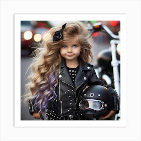 Little Girl In Leather Jacket Art Print