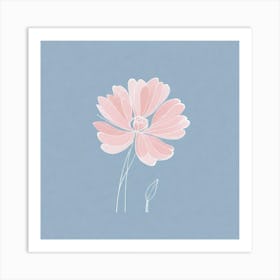 A White And Pink Flower In Minimalist Style Square Composition 179 Art Print