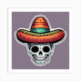 Sugar Skull With Sombrero Art Print