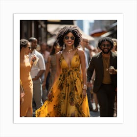 Woman In A Yellow Dress Art Print