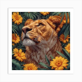 Lion In The Jungle Art Print