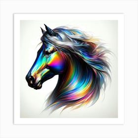 Horse Head In Glossy Rainbow Color Translucent Portrait Art Print