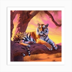 Tiger In The Tree Art Print