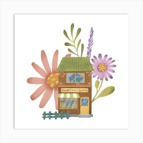 Flower Shop in a little town Art Print