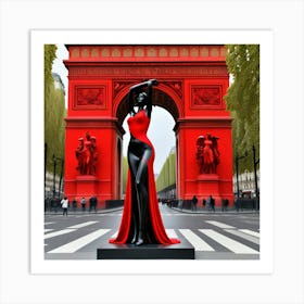 Estatua Y Arco Del Triunfo Rojinegro Art Print